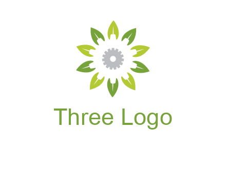 abstract leaves flower with gear logo