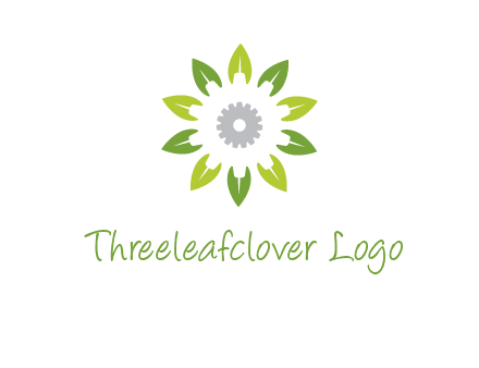 abstract leaves flower with gear logo