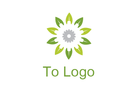 abstract leaves flower with gear logo