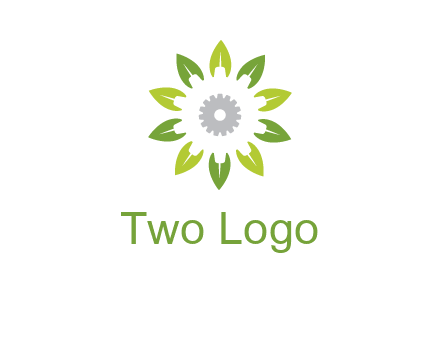 abstract leaves flower with gear logo