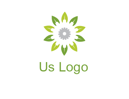 abstract leaves flower with gear logo