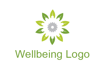 abstract leaves flower with gear logo