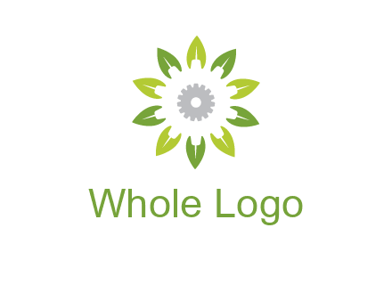 abstract leaves flower with gear logo