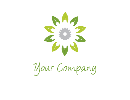 abstract leaves flower with gear logo