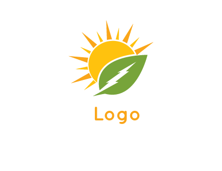 bolt leaf with sun logo