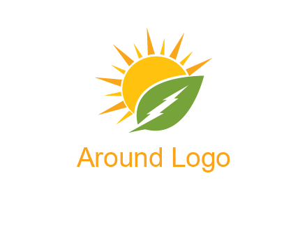 bolt leaf with sun logo