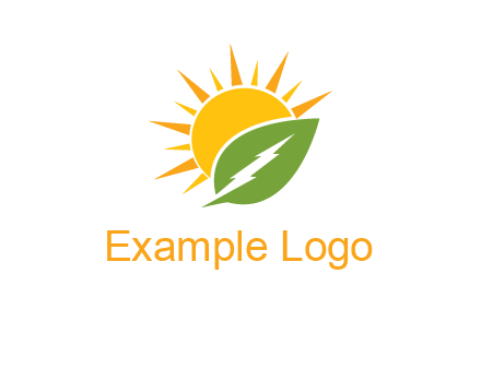 bolt leaf with sun logo