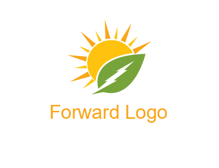 bolt leaf with sun logo