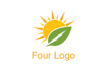 bolt leaf with sun logo