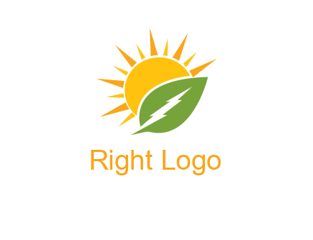 bolt leaf with sun logo