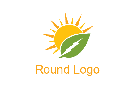 bolt leaf with sun logo