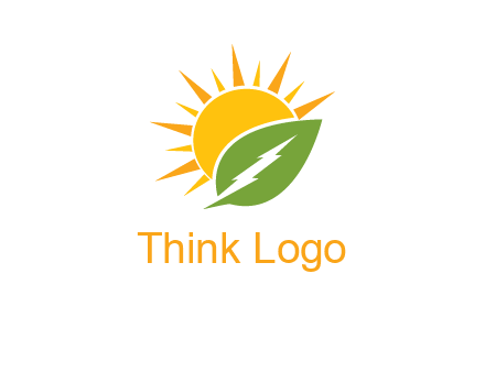 bolt leaf with sun logo
