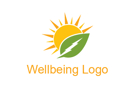 bolt leaf with sun logo