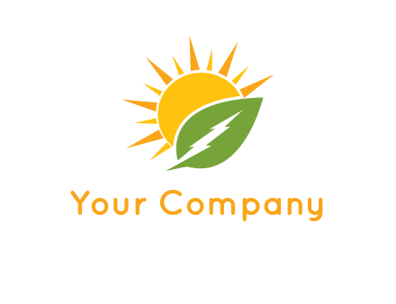 bolt leaf with sun logo