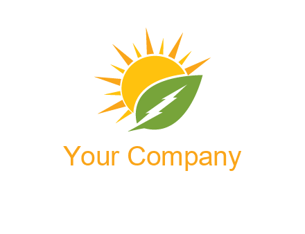 bolt leaf with sun logo