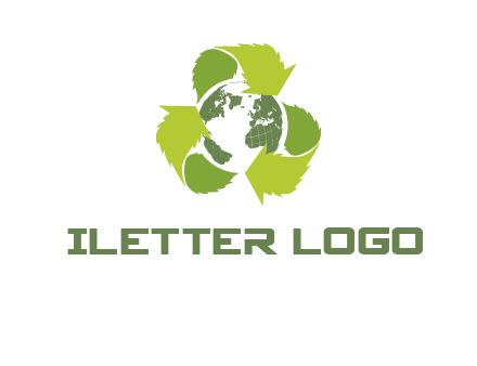 recycle leaf and globe logo