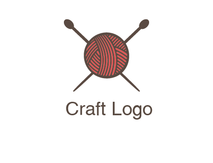 Knitting wool ball with needles logo