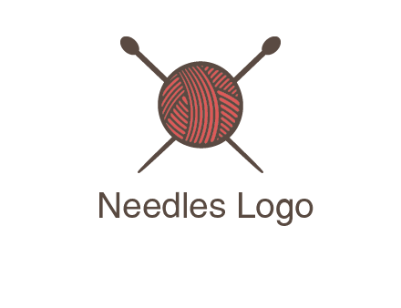 Knitting wool ball with needles logo