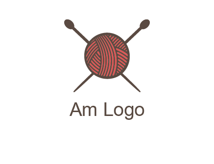 Knitting wool ball with needles logo
