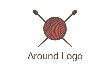 Knitting wool ball with needles logo