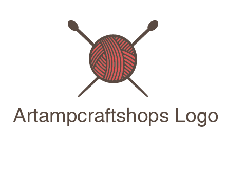 Knitting wool ball with needles logo