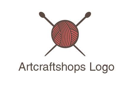 Knitting wool ball with needles logo