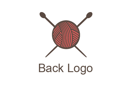 Knitting wool ball with needles logo