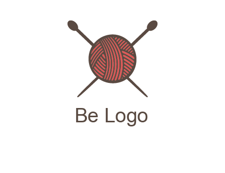 Knitting wool ball with needles logo