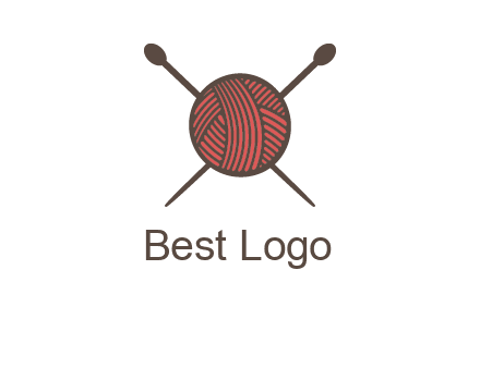 Knitting wool ball with needles logo