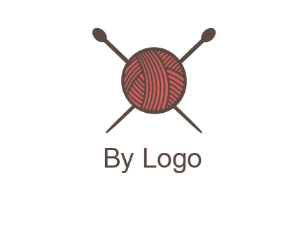 Knitting wool ball with needles logo
