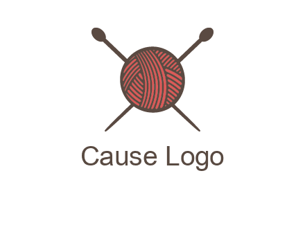 Knitting wool ball with needles logo