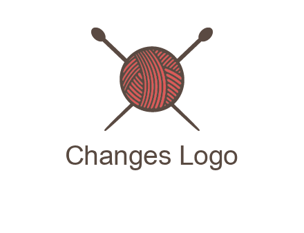 Knitting wool ball with needles logo