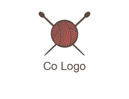 Knitting wool ball with needles logo