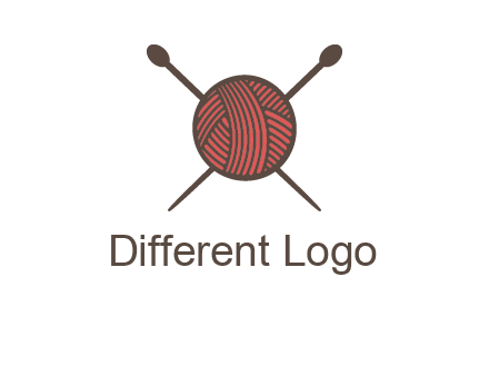 Knitting wool ball with needles logo