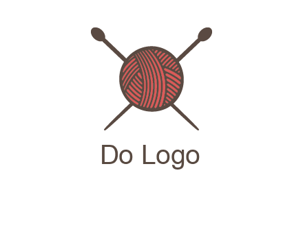 Knitting wool ball with needles logo