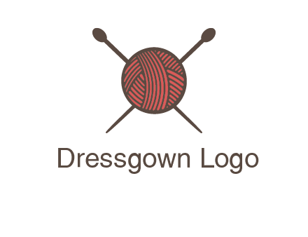Knitting wool ball with needles logo