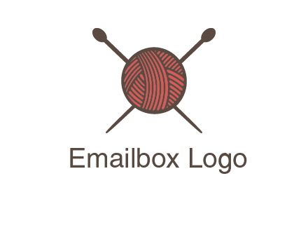Knitting wool ball with needles logo