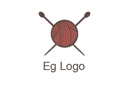 Knitting wool ball with needles logo