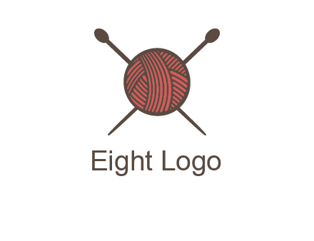 Knitting wool ball with needles logo