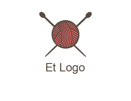 Knitting wool ball with needles logo