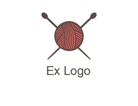 Knitting wool ball with needles logo