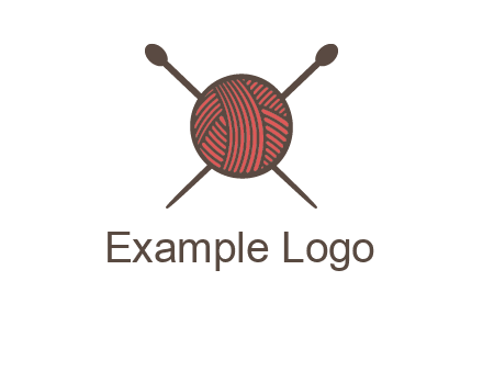 Knitting wool ball with needles logo