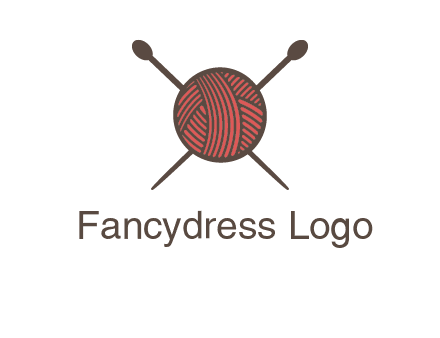 Knitting wool ball with needles logo