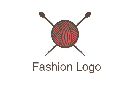 Knitting wool ball with needles logo