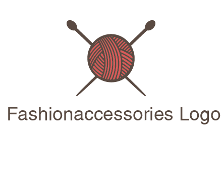 Knitting wool ball with needles logo