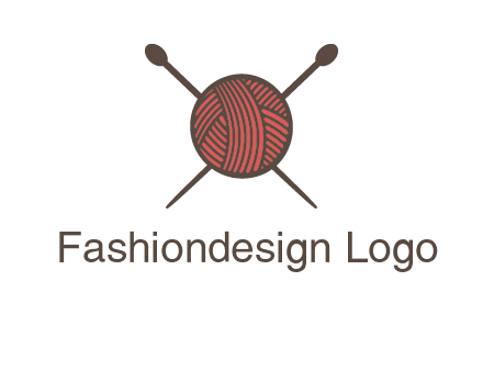 Knitting wool ball with needles logo