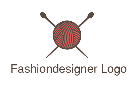 Knitting wool ball with needles logo