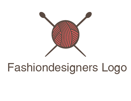 Knitting wool ball with needles logo