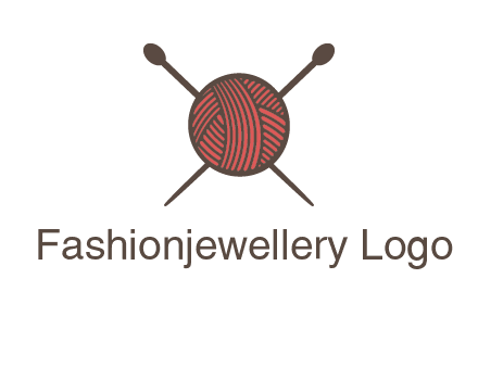 Knitting wool ball with needles logo