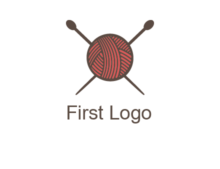 Knitting wool ball with needles logo